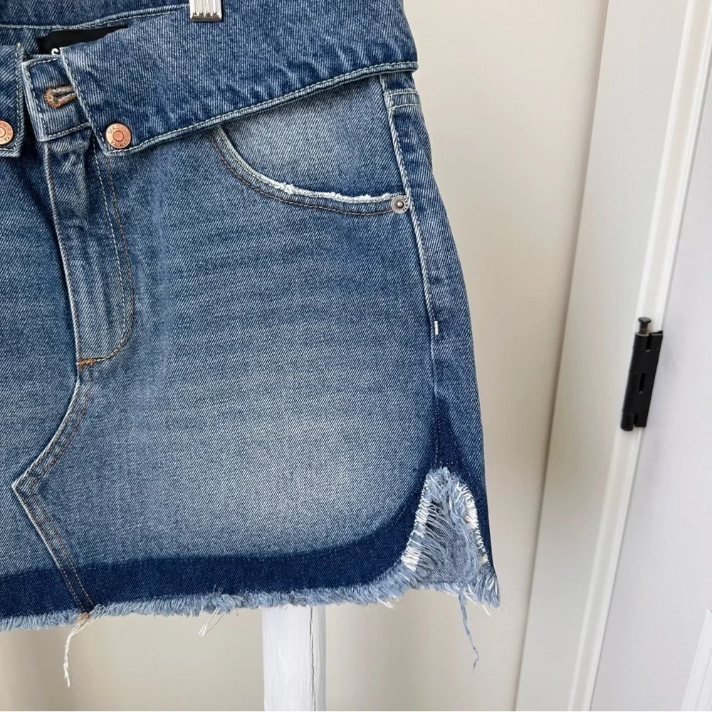 Revolve SER.O.YA Holly Foldover Denim Mini Skirt Sz 28